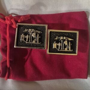 Vintage Roland Landerholm Pewter And Silver Cufflinks,